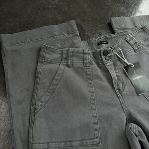 NWT Flamingo Cotton Wide Leg Mid Rise Grey Pants Chinos Classic Minimalist - M